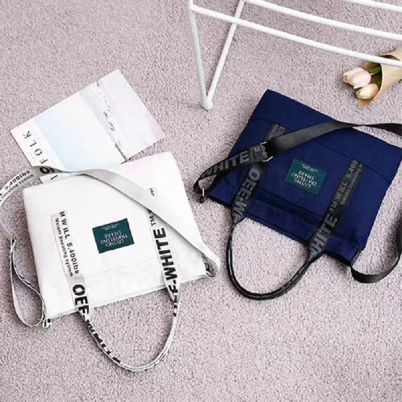 Canvas Shoulder Bag Large Capacity Crossbody Letters Handbag
