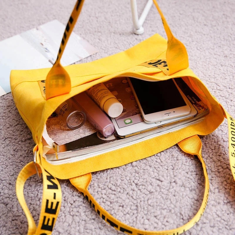 Canvas Shoulder Bag Large Capacity Crossbody Letters Handbag