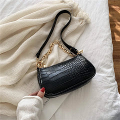 Vintage Solid Chain Handbag Female Casual PU Leather Shoulder Bag