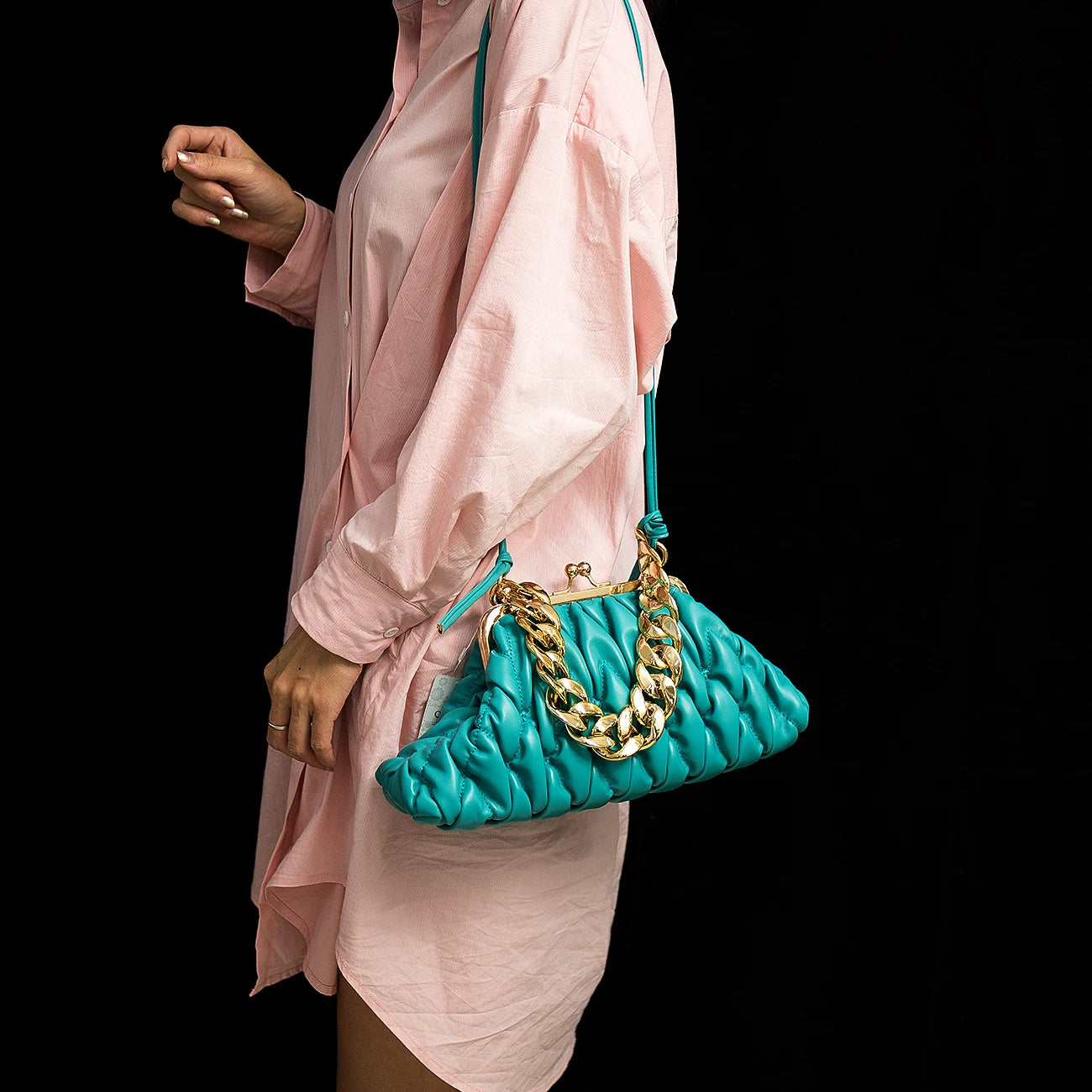 Quilted Mini Crossbody Handbag for Women, Solid Color Shoulder Bag
