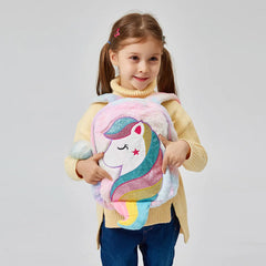 Unicorn Backpack for Girls Plush Schoolbag Rainbow Tail School Bags