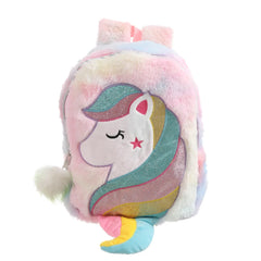 Unicorn Backpack for Girls Plush Schoolbag Rainbow Tail School Bags