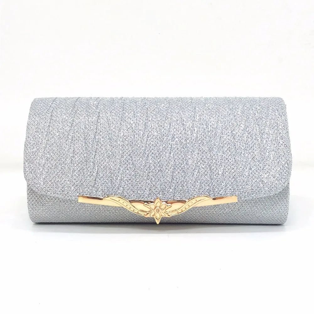 Glitter Evening Bag for Women Wedding Clutch Handbag with Chain Shoulder Strap
