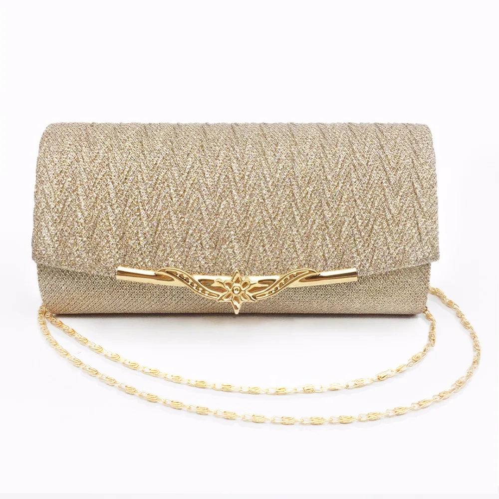 Glitter Evening Bag for Women Wedding Clutch Handbag with Chain Shoulder Strap
