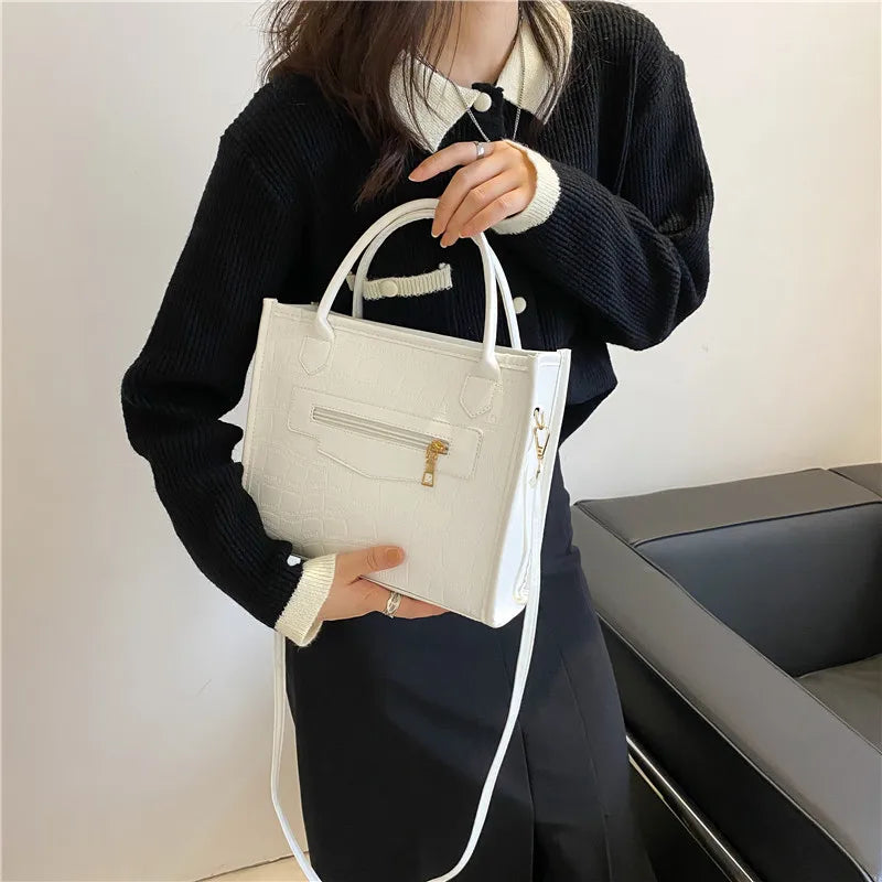 Retro Stone Pattern Shoulder Bags Solid Tote Crossbody Bags Casual Bags
