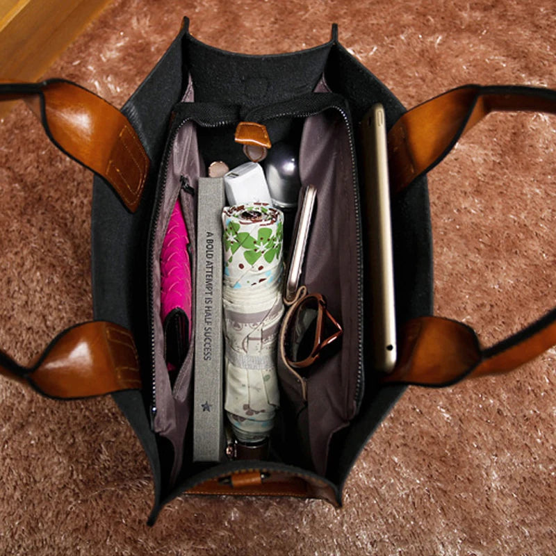 Women Leather Tote Large Handbag European Messenger Bag