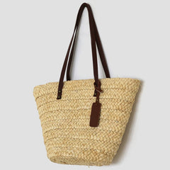Large Capacity Straw Woven Shoulder Bags Hand-woven Tote Bags