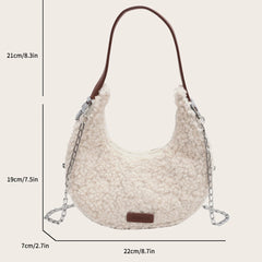 Faux Fur Half Moon Shoulder Bag Plush Winter Handbag