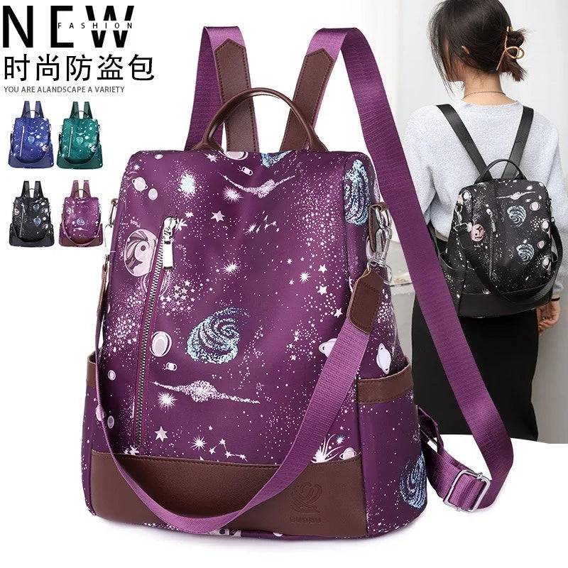 Waterproof Starry Sky Women Backpack Anti-theft School Bags