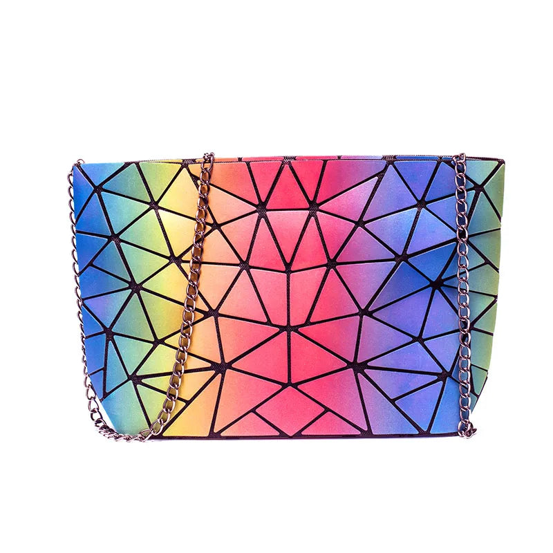 Geometric Luminous Messenger Bag Chain Shoulder Crossbody Women Bolsa