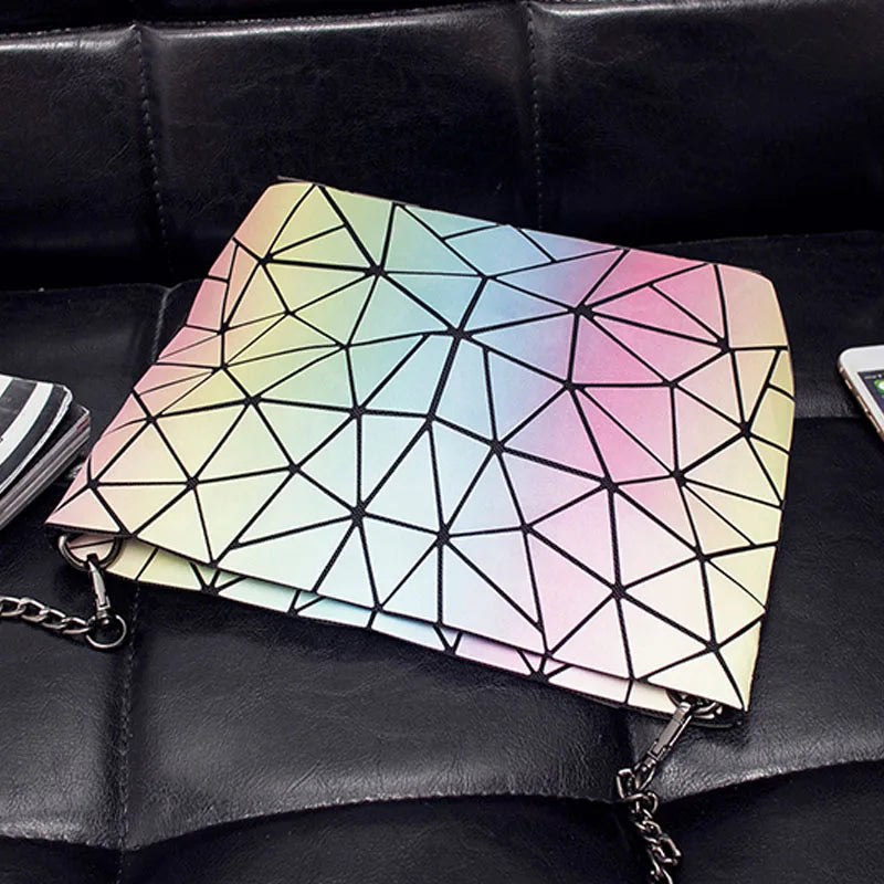 Geometric Luminous Messenger Bag Chain Shoulder Crossbody Women Bolsa