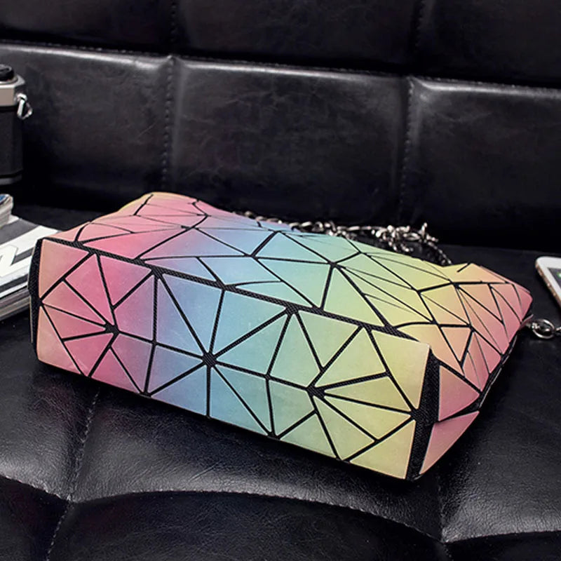 Geometric Luminous Messenger Bag Chain Shoulder Crossbody Women Bolsa