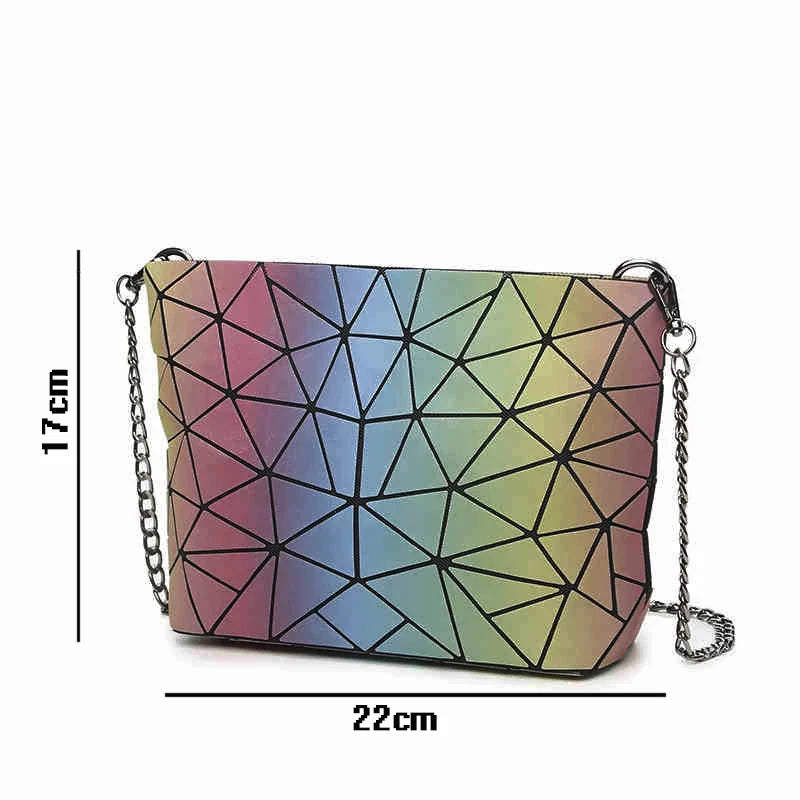 Geometric Luminous Messenger Bag Chain Shoulder Crossbody Women Bolsa