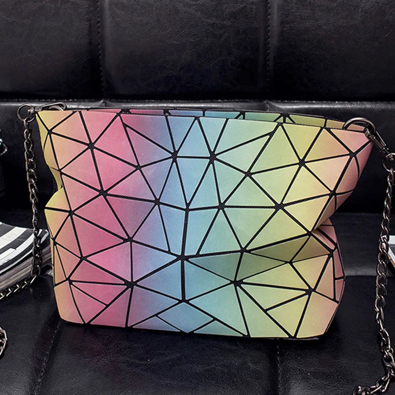 Geometric Luminous Messenger Bag Chain Shoulder Crossbody Women Bolsa