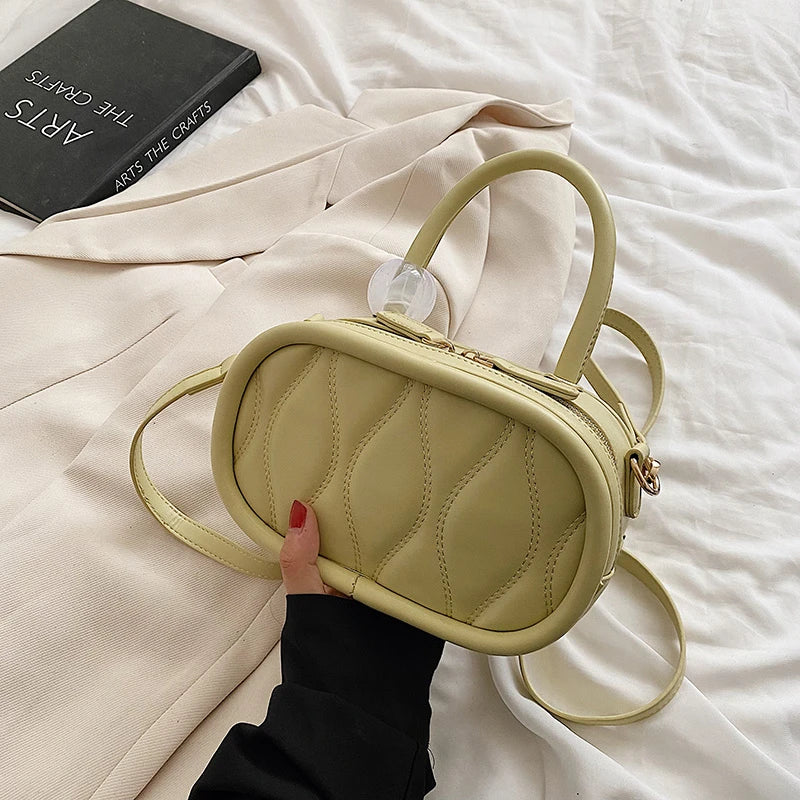 Wavy Embroidery Thread Shoulder Bag Top-handle Bag Purses Sac