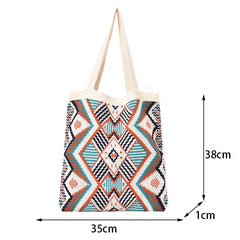 Geometric Patterns Knitting Shoulder Bag Large Capacity Handle Tote