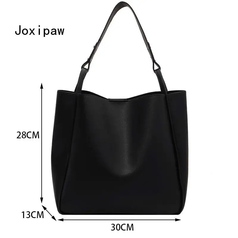 Women's Soft PU Leather Shoulder Bag Casual Handbag Tote Large Capacity