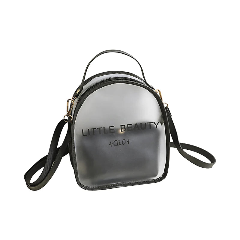 Ladies Letter Print Backpack Transparent Large Capacity Casual Mobile Phone Bag
