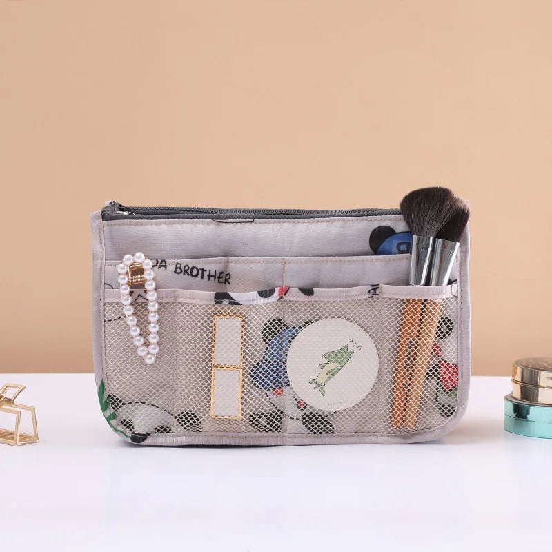 Large Capacity Cosmetic Bag Nylon Travel Organizer Handbag Makeup Bag