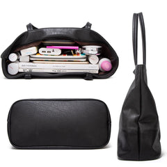 Large Retro Women Tote Casual Shoulder Bag PU Leather Female Shopping Bag