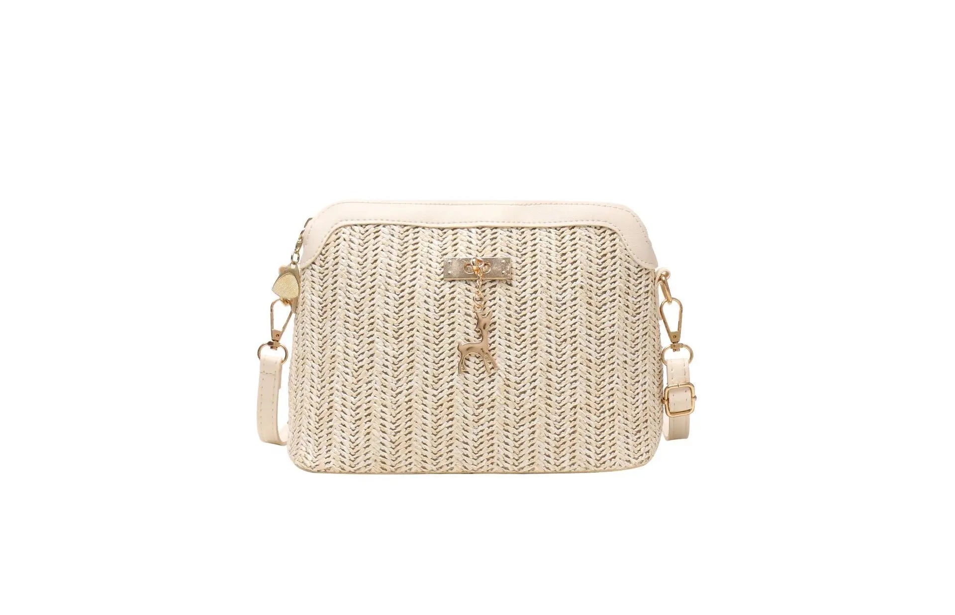 Linen Straw Shell Fawn Shoulder Diagonal Women's Bag National Style Bag