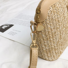 Linen Straw Shell Fawn Shoulder Diagonal Women's Bag National Style Bag