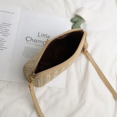 Linen Straw Shell Fawn Shoulder Diagonal Women's Bag National Style Bag