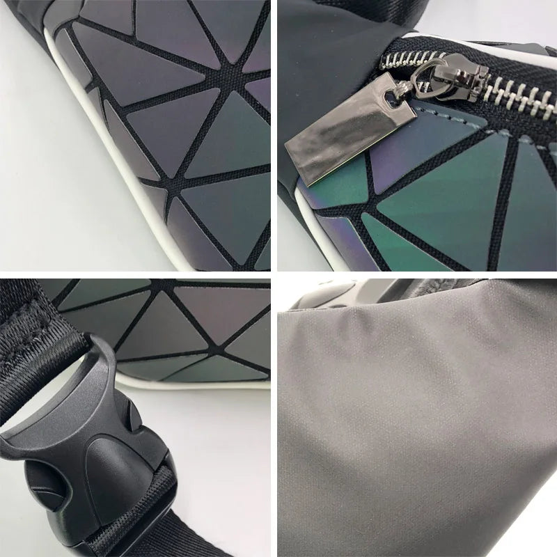 Holographic Waist Bag Geometry Fanny Pack Men Women Travel Chest Handbag
