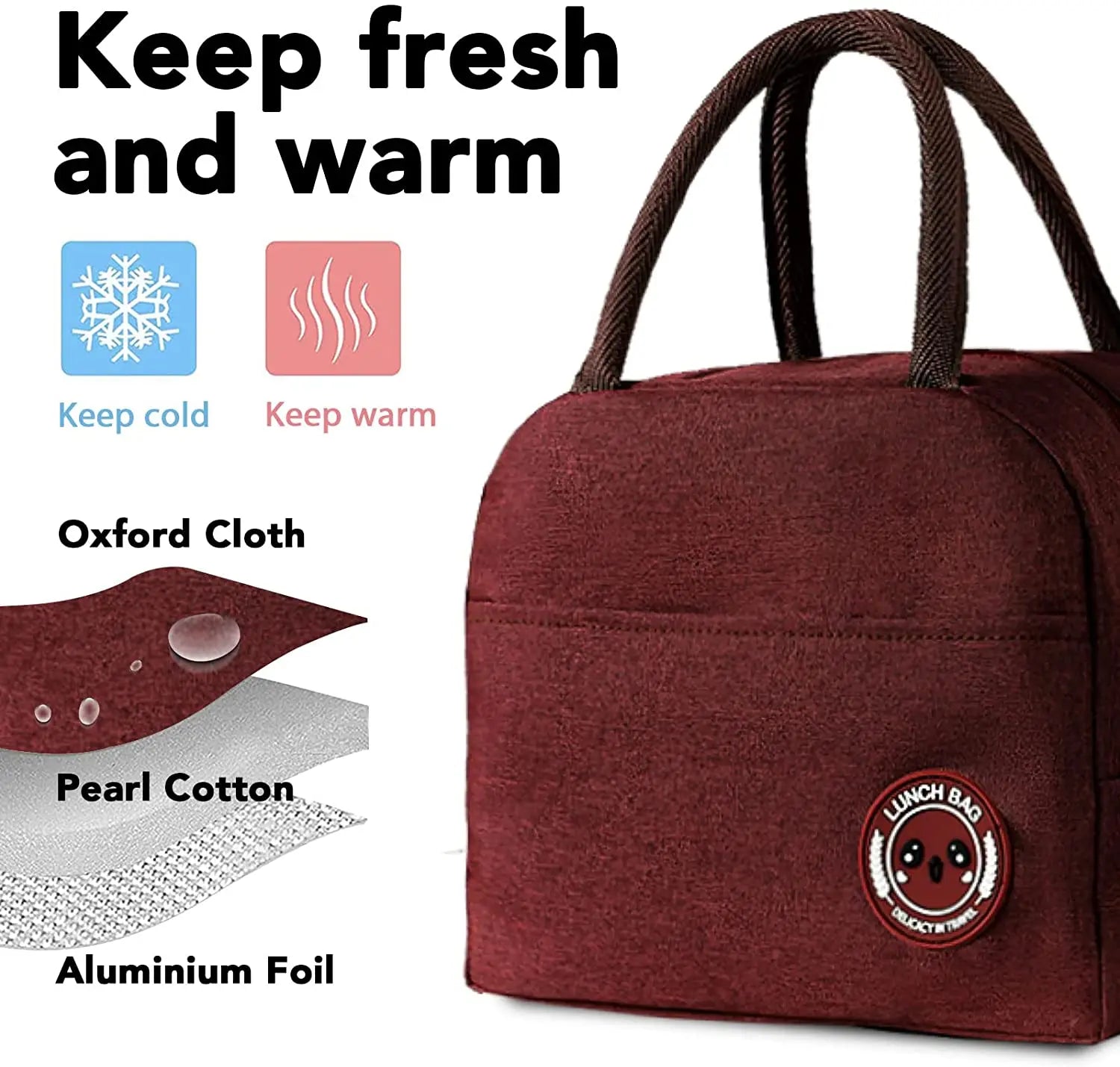 Whitemarble Lunch Bag Picnic Tote Canvas Handbag