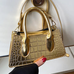 Orange Crocodile Pattern Leather Handbag Clutch Shoulder Bag