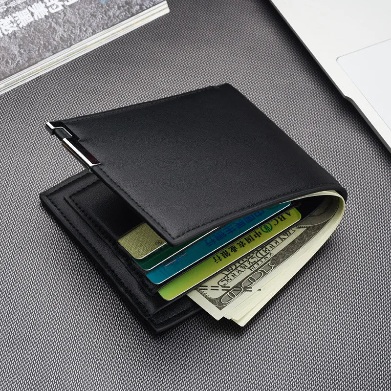Men Wallets Small Money Purses Wallets Dollar Top Thin Zipper Leather Wallet