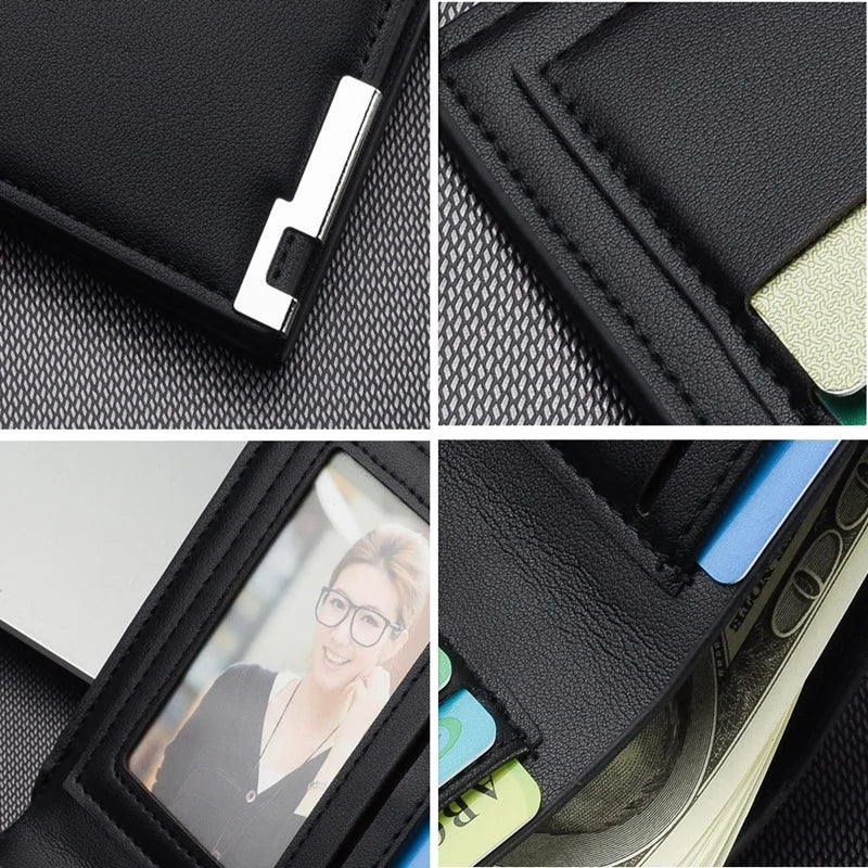 Men Wallets Small Money Purses Wallets Dollar Top Thin Zipper Leather Wallet