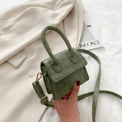 Crocodile Pattern Shoulder Bag Small Square Lady Handbag