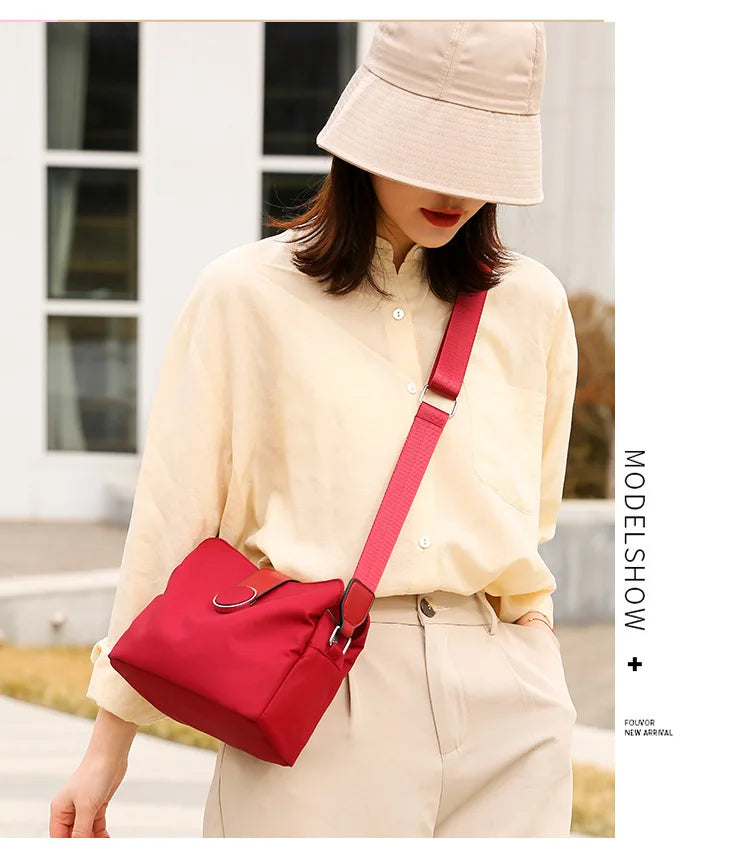 Multi-layer Nylon Shoulder Messenger Bag for Women