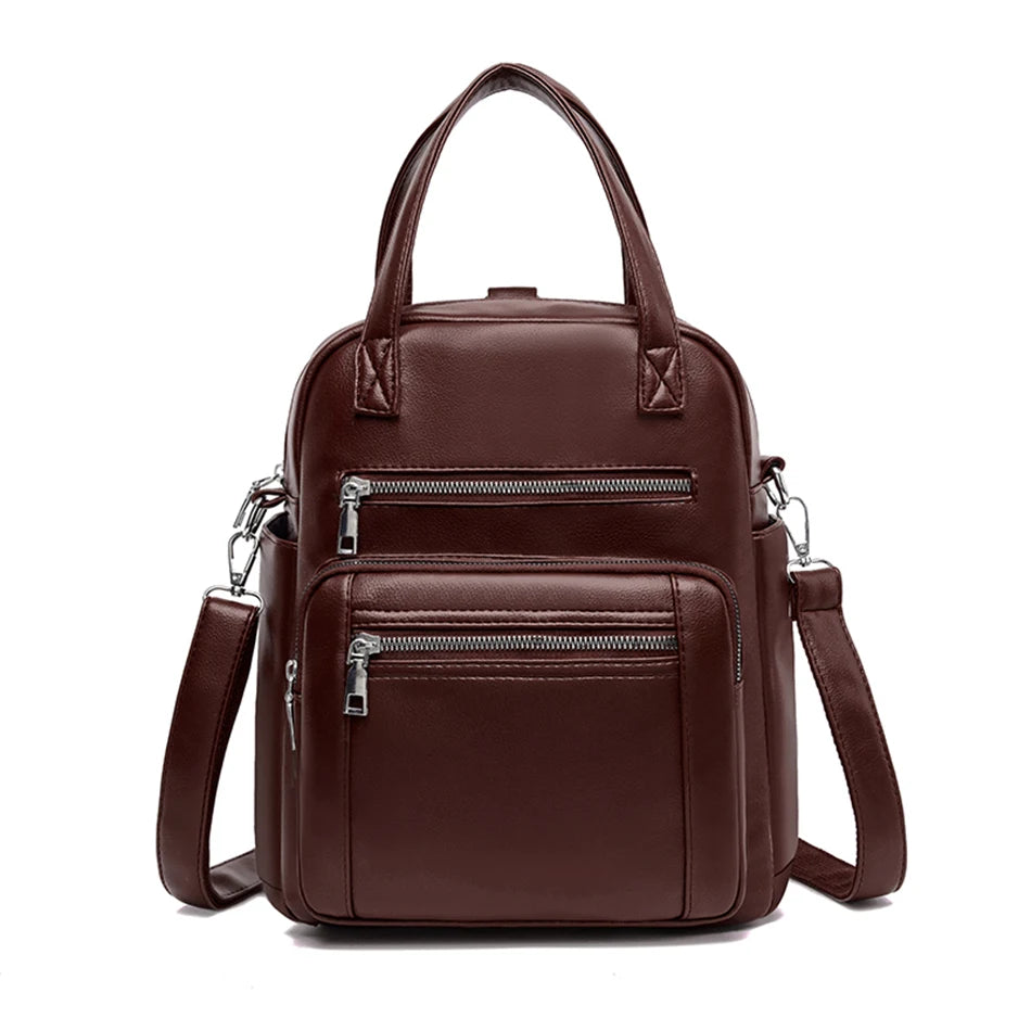 Soft Leather Backpack for Teenage Girls Shoulder Bags for Women