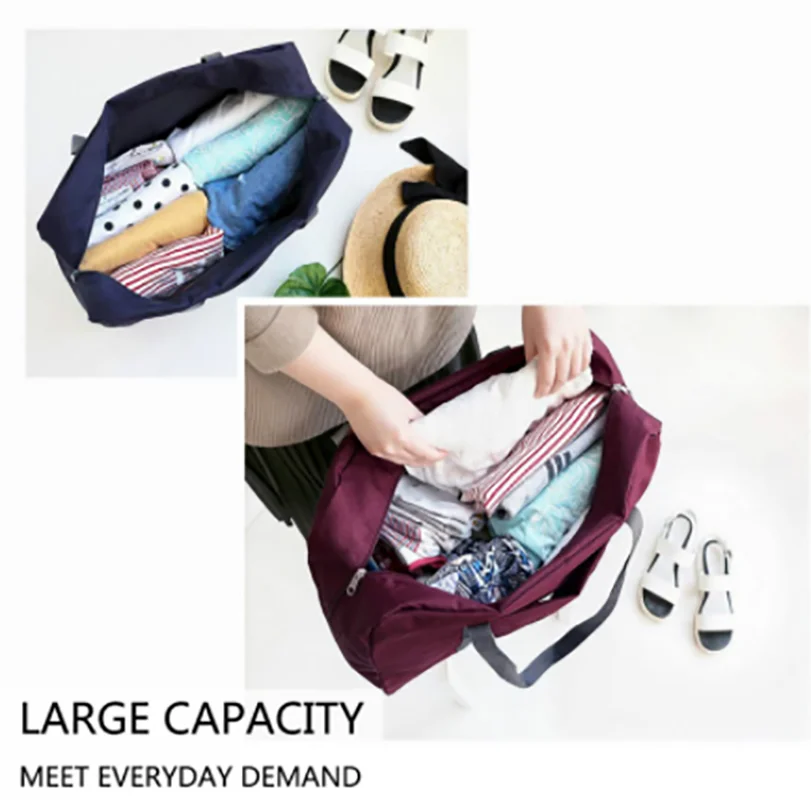 Foldable Nylon Travel Bags Unisex Large Capacity Luggage