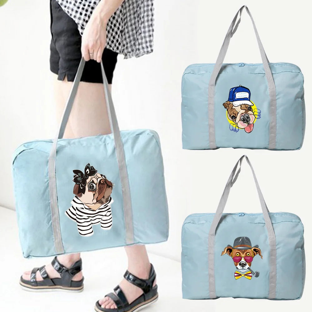 Nylon Foldable Travel Bags Unisex Large Capacity Dog Serie