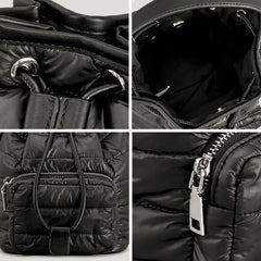 Quilted Nylon Bucket Bag Winter Shoulder Handbag