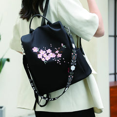 Embroidered Women's Backpack High Waterproof Bagpack Anti Theft Rucksack