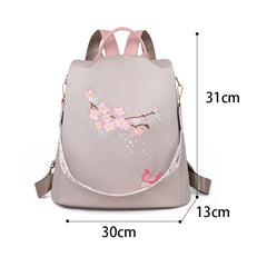 Embroidered Women's Backpack High Waterproof Bagpack Anti Theft Rucksack