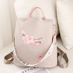 Embroidered Women's Backpack High Waterproof Bagpack Anti Theft Rucksack