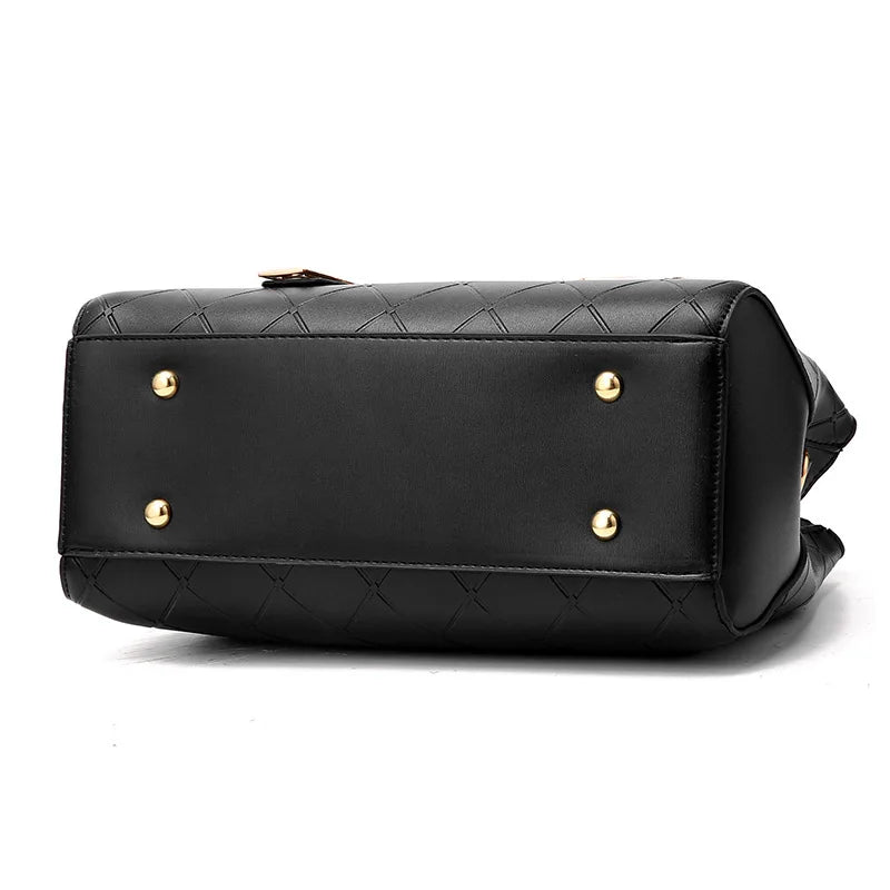 PU Leather Solid Shoulder Handbag Casual Mom Bag