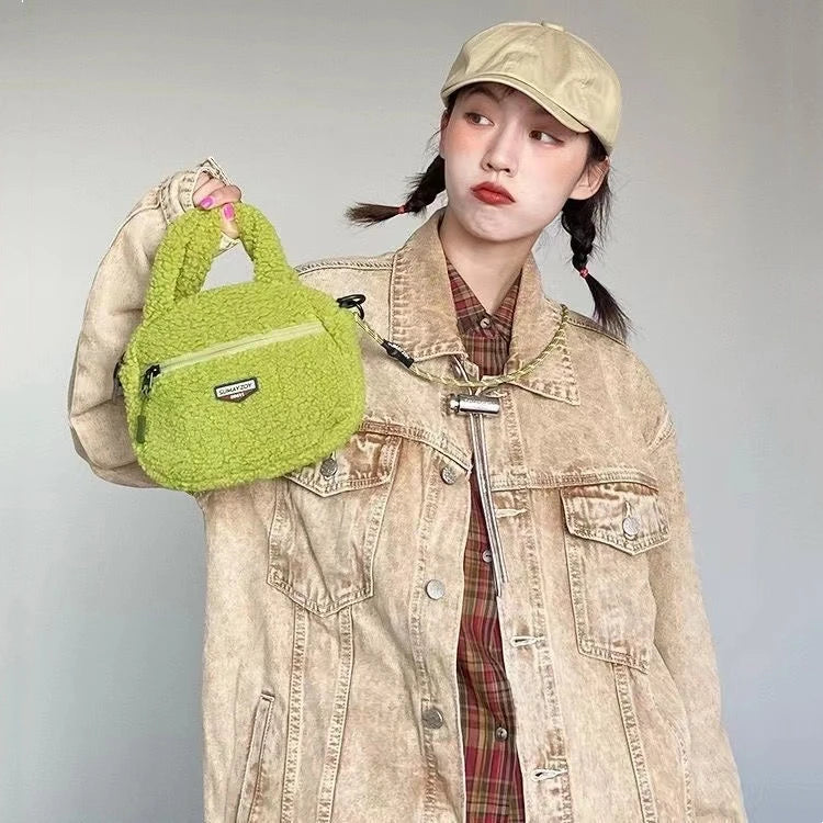 Soft Plush Women's Crossbody Bag Lambs Wool Winter Fluffy Fur