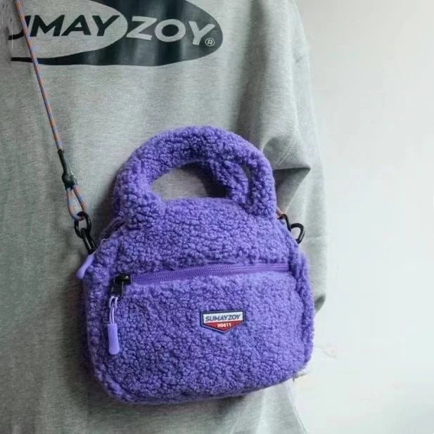 Soft Plush Women's Crossbody Bag Lambs Wool Winter Fluffy Fur