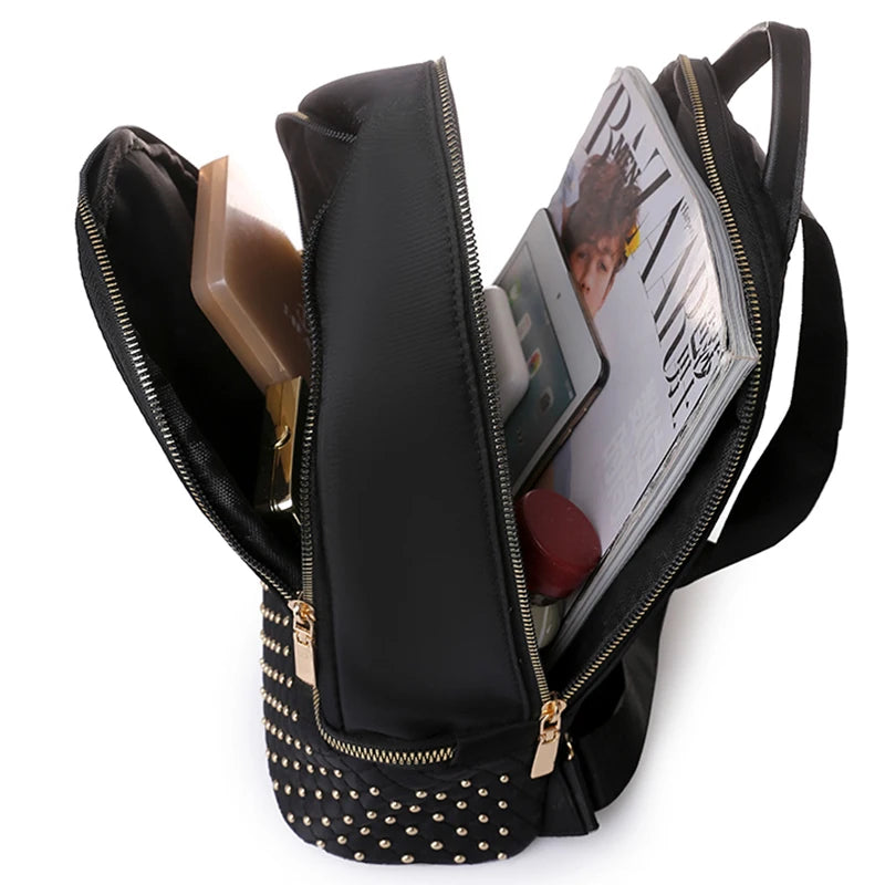 Vintage Oxford Cloth Rivet Women Backpack