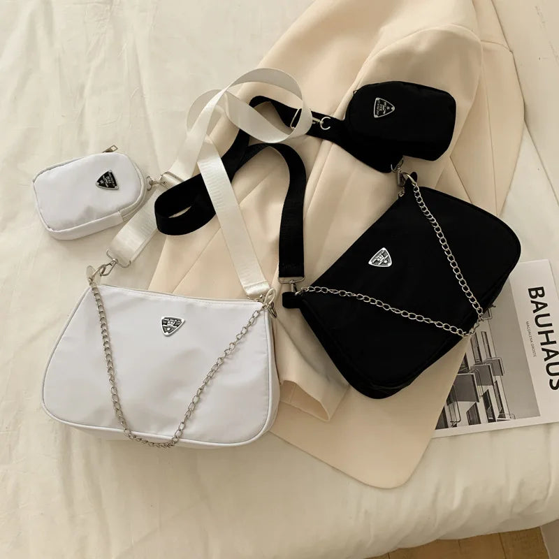 Retro Women Crossbody Bags Crescent Chain Underarm Shoulder Bags
