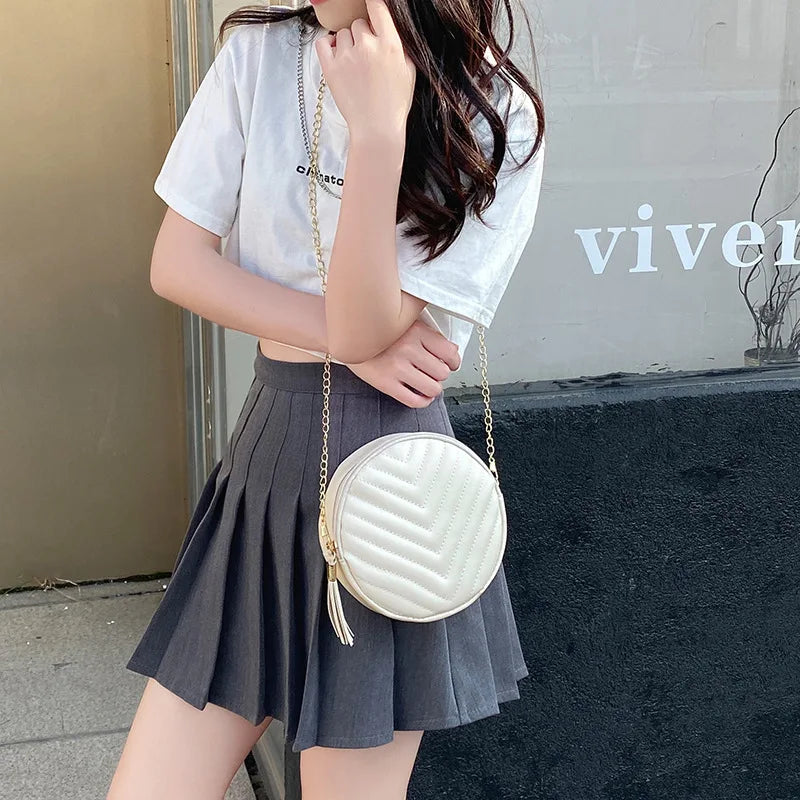 Round Crossbody Bag for Girls Women Purses Hand Bags