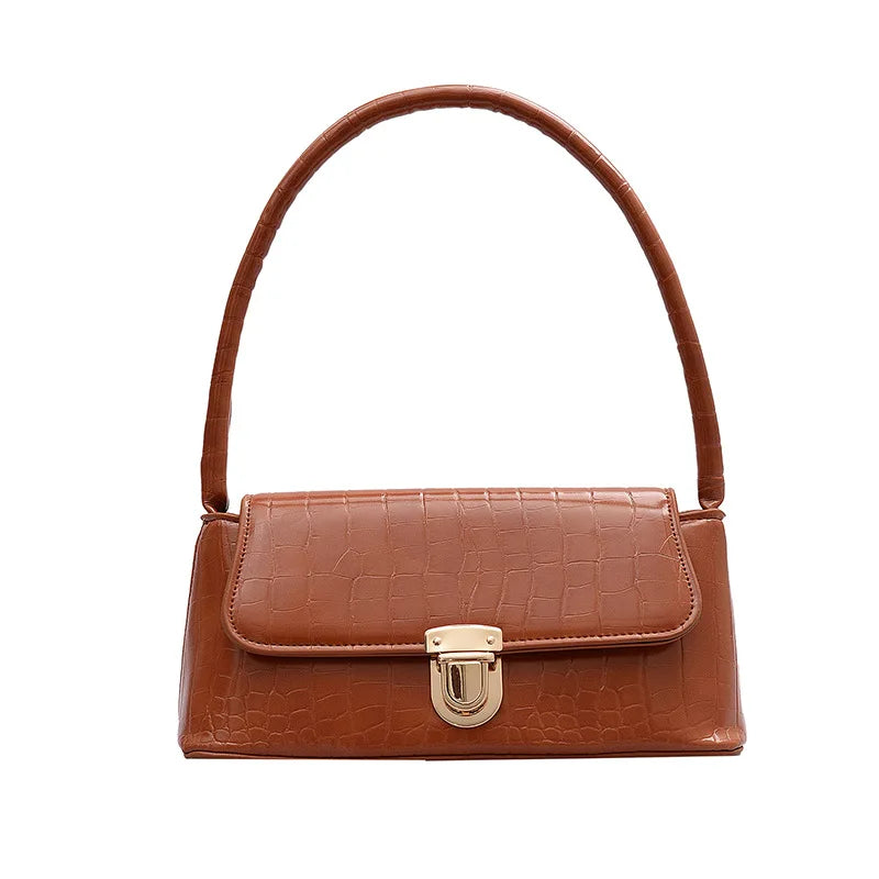 Retro Casual Stone Pattern Shoulder Bag Leather Chain Female Bag