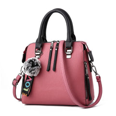 Leather Shoulder Bag Women Handbags Totes Hairball Women's Bag