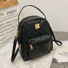 Small Backpack Women's Shoulder Bags Diamond Grids PU Leather Bag
